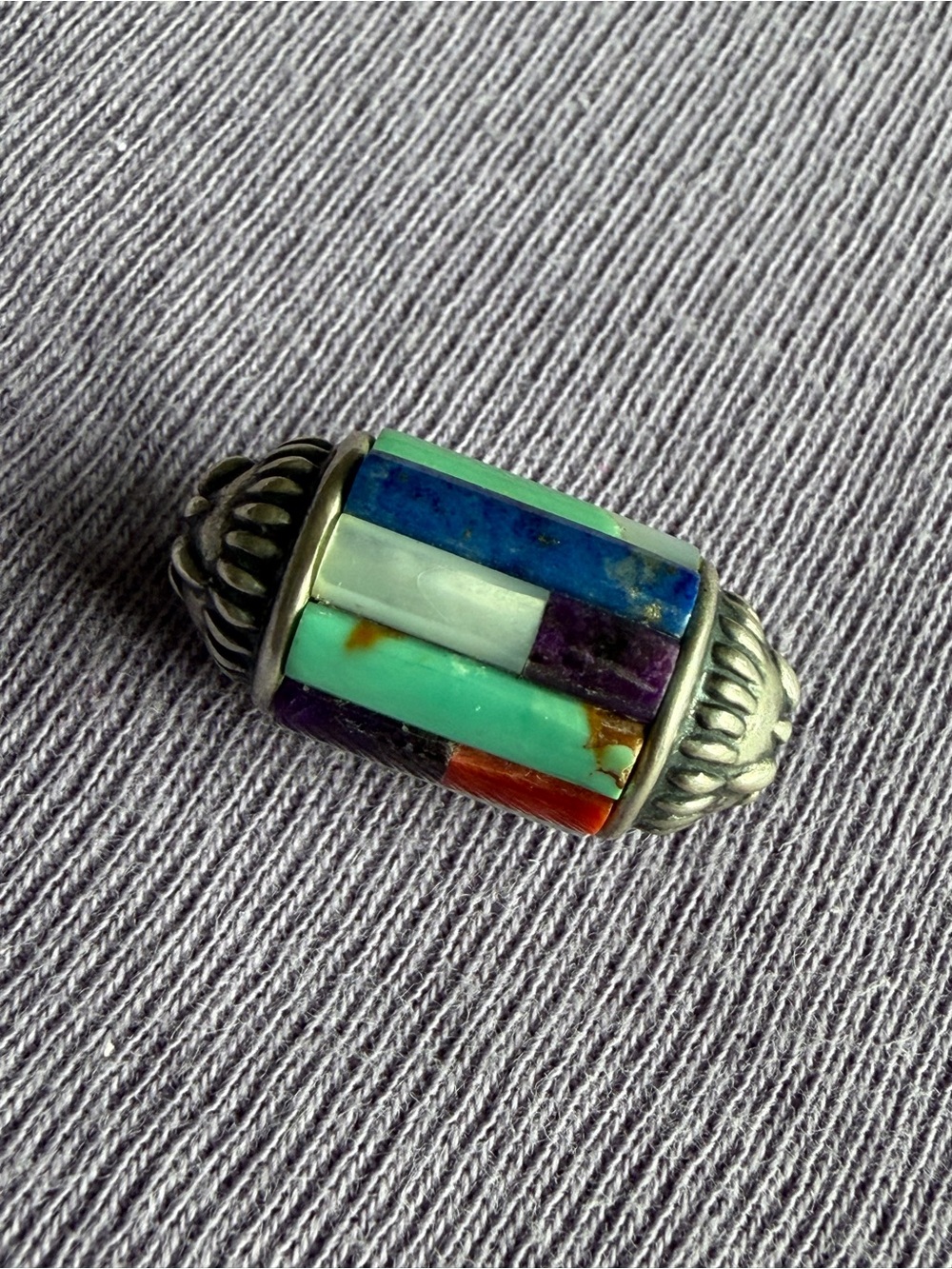 Multi-Stone Southwestern Style Inlay Statement Bead Pendant